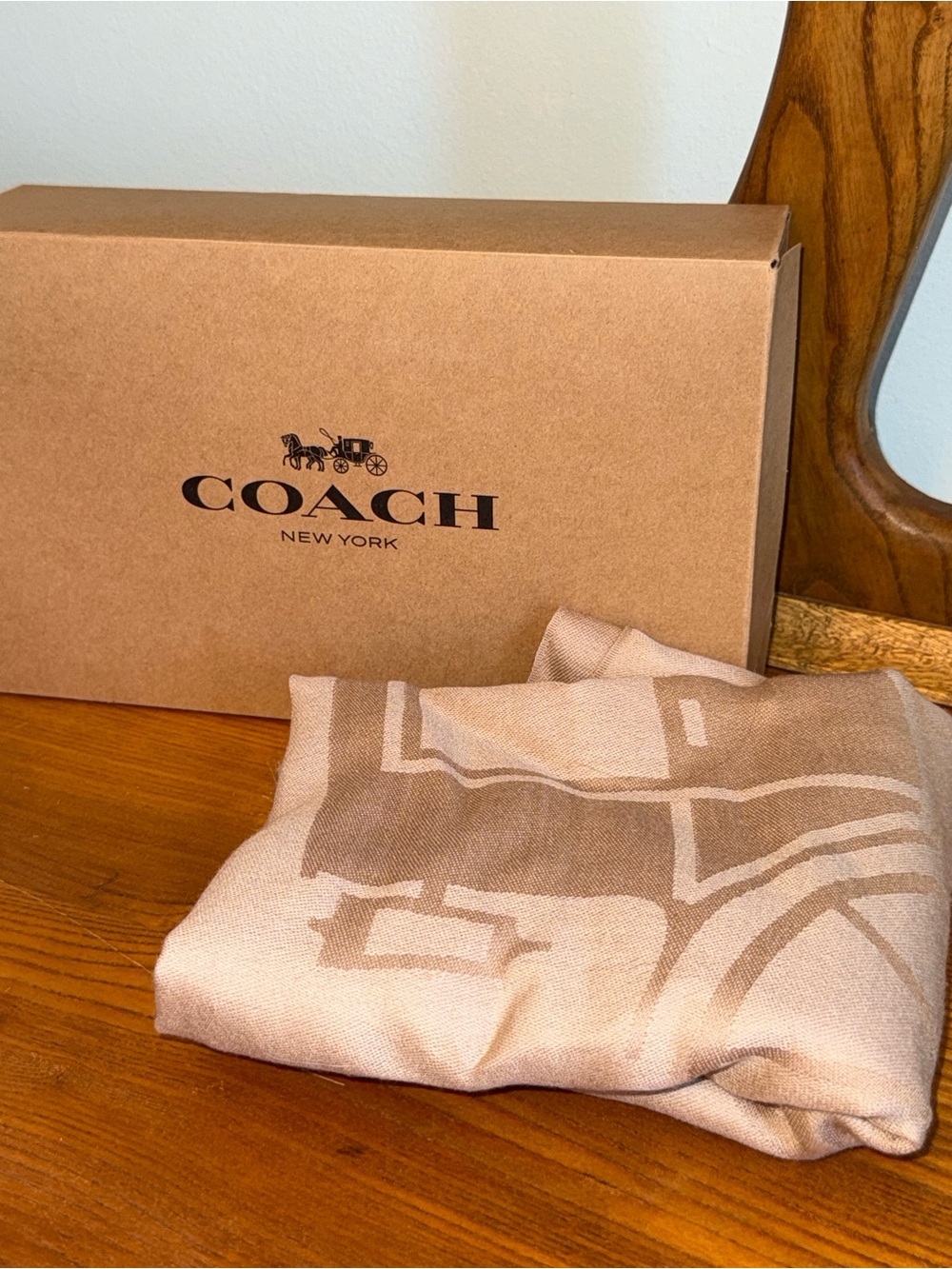 Coach Beige wool & Silk blend Scarf (with box)
